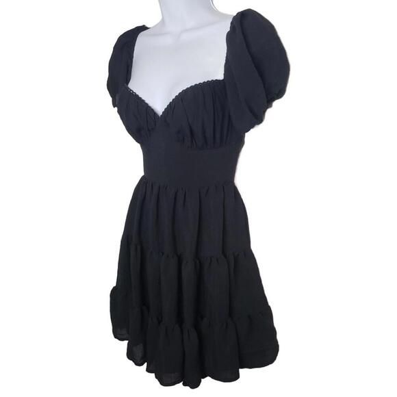 Princess Polly Women's Sz 4 Black Danny Mini Tiered Ruffled Dress(1803) - Picture 3 of 7